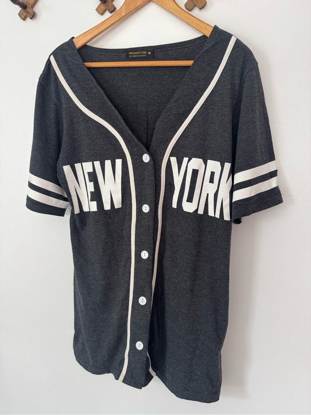 Phantom of Broadway New York Button-Up Baseball Jersey Style T-Shirt